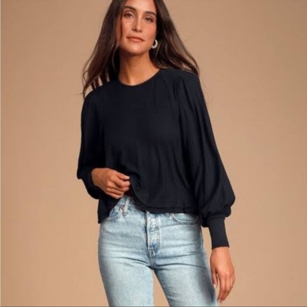 Free People Billie Contrast Long Sleeve Blouse